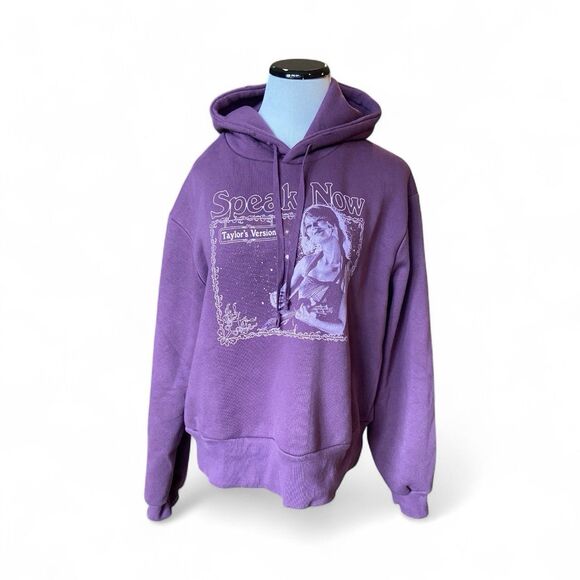 Taylor Swift Speak Now TV The Story of Us Purple Crop Hoodie Size XL Distressed - Picture 1 of 13